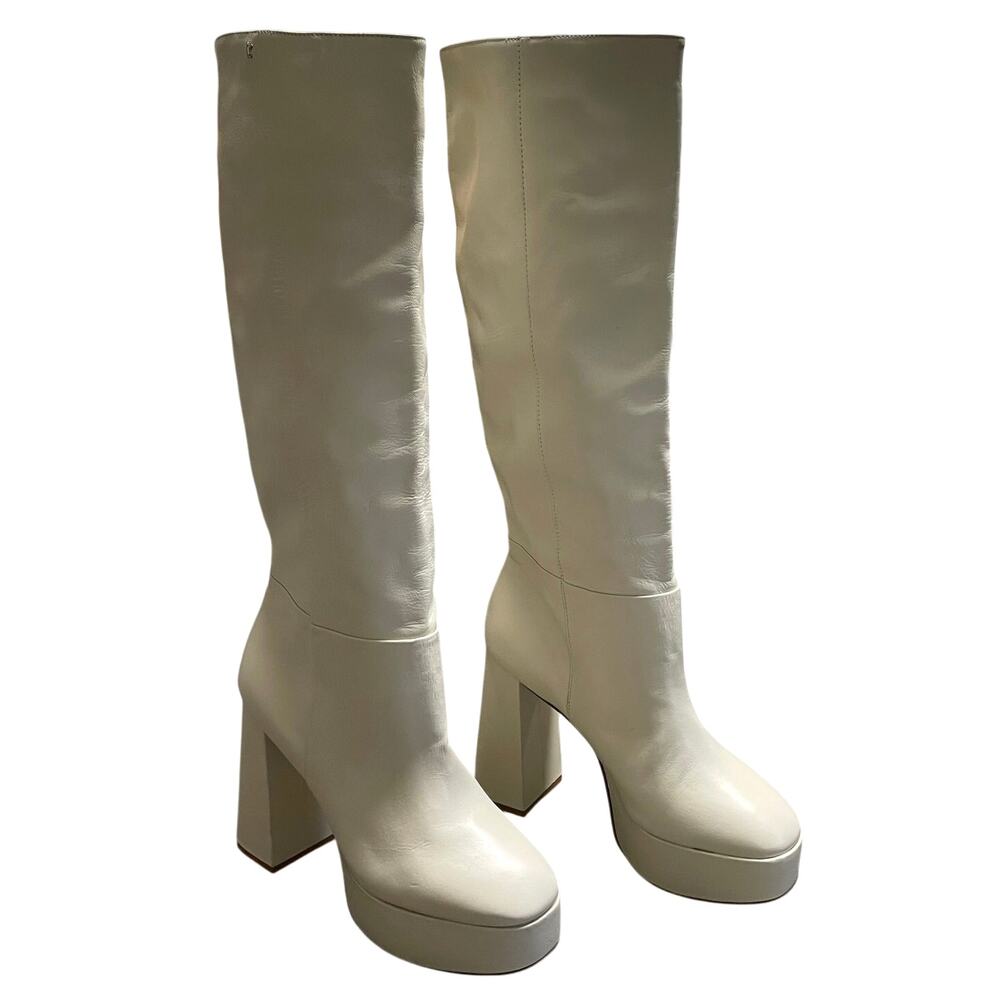Larroude Biba Knee High Ivory Boots Women's Size 8 New Floor Model Condition